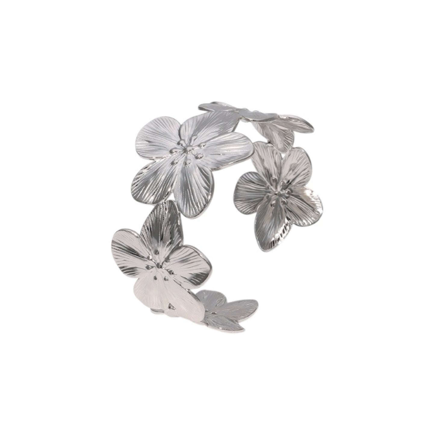 Hibiscus silver bangle cuff