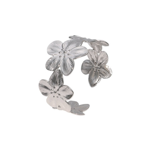 Hibiscus silver bangle cuff
