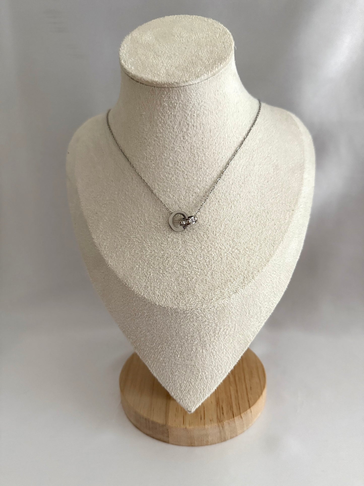 Roman numeral linked silver necklace
