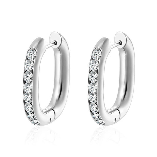 Rectangle hoop earrings silver