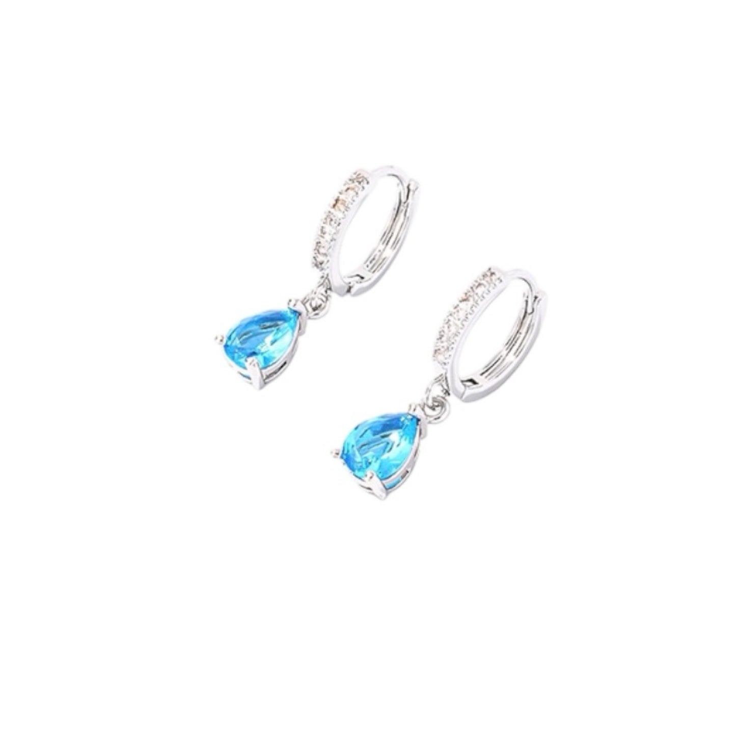 Blue Pink teardrop earrings silver
