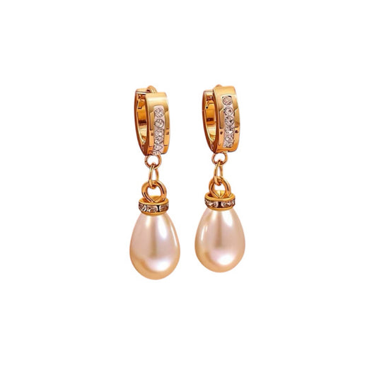 Diamond encrusted pearl drop earrings