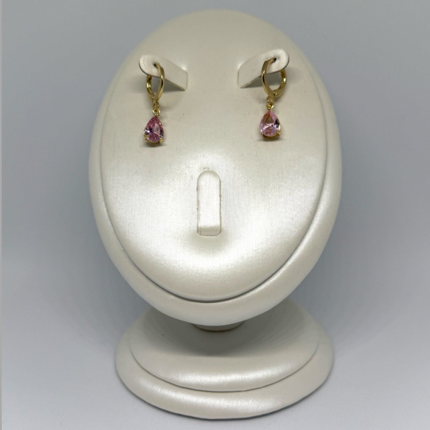 Pink teardrop earrings gold
