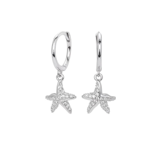 Starfish drop earrings silver