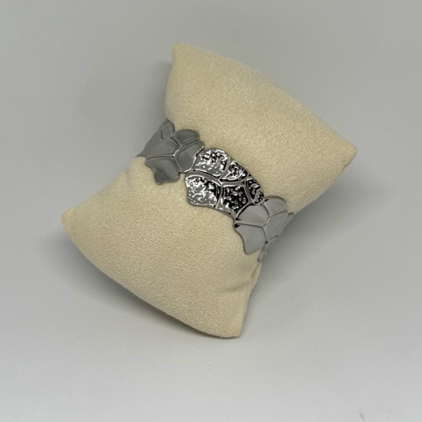 Textured silver bangle cuff
