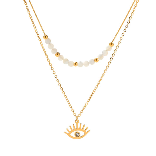 Evil eye double chain necklace