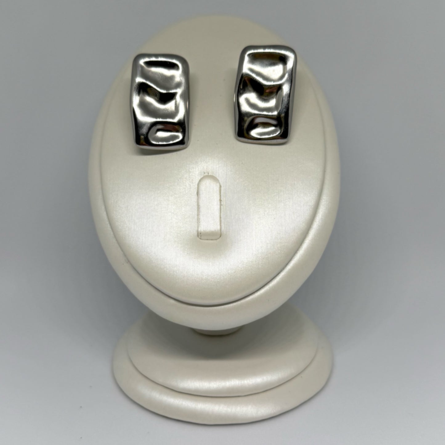 Irregular rectangle earrings silver