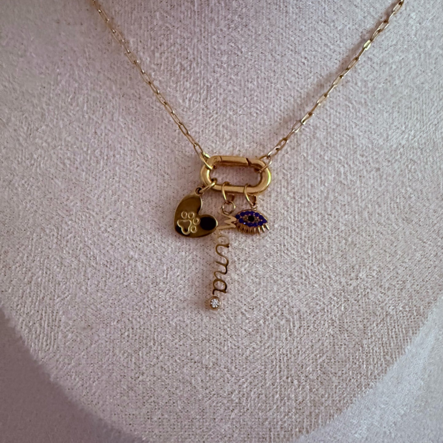 Evil eye mama charm necklace