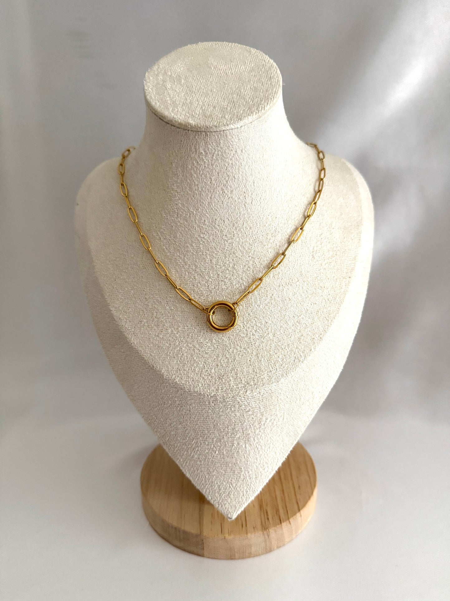 Large o ring paperclip necklace gold