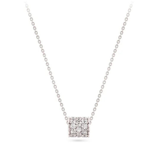 Diamond barrel disc necklace silver