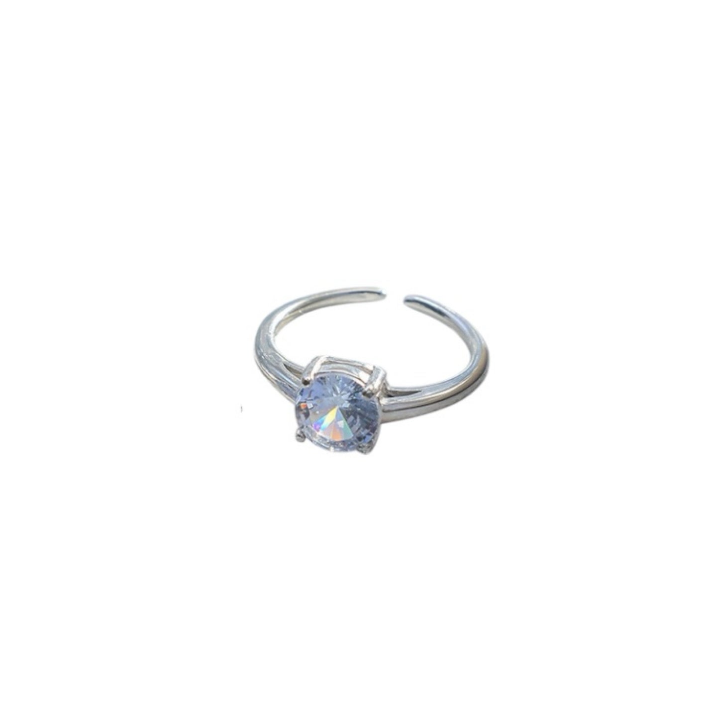 Solitaire diamond ring silver