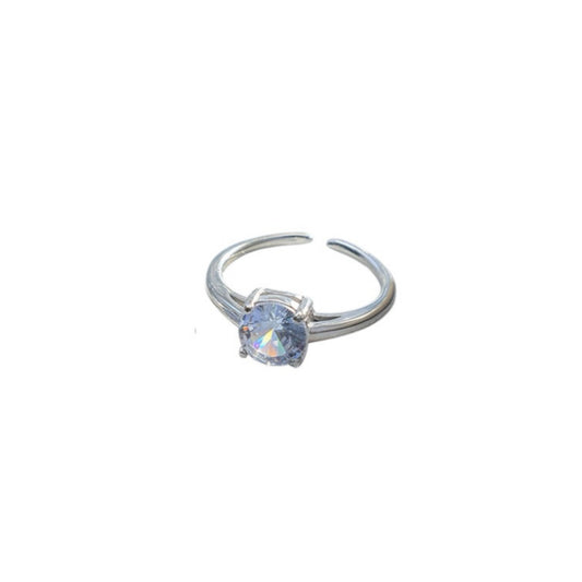 Solitaire diamond ring silver