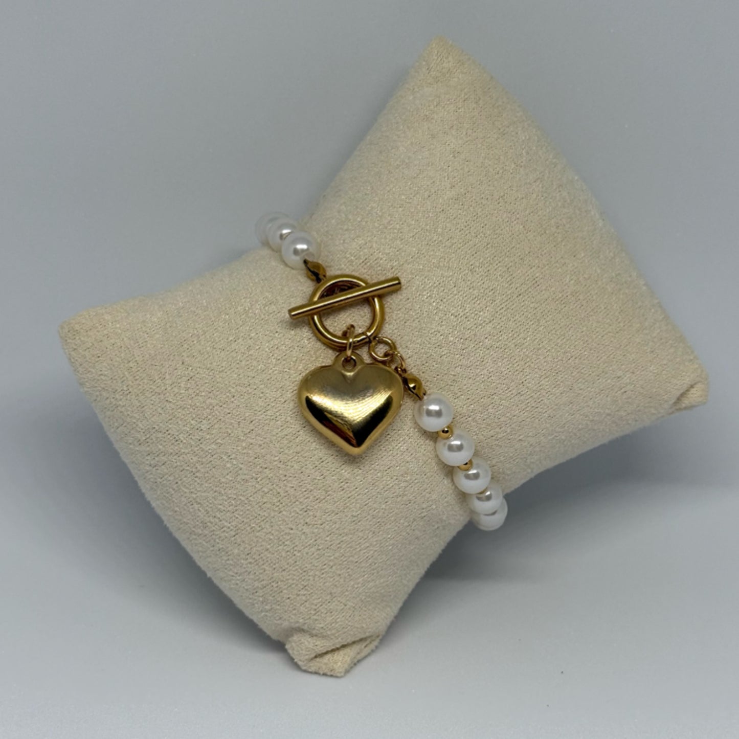 Pearl fob heart bracelet