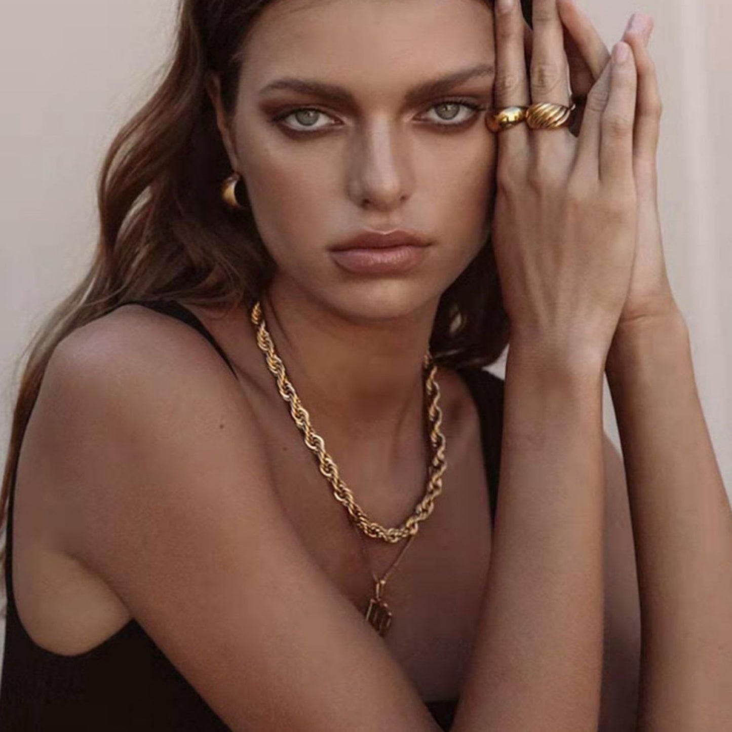 Statement twisted gold necklace