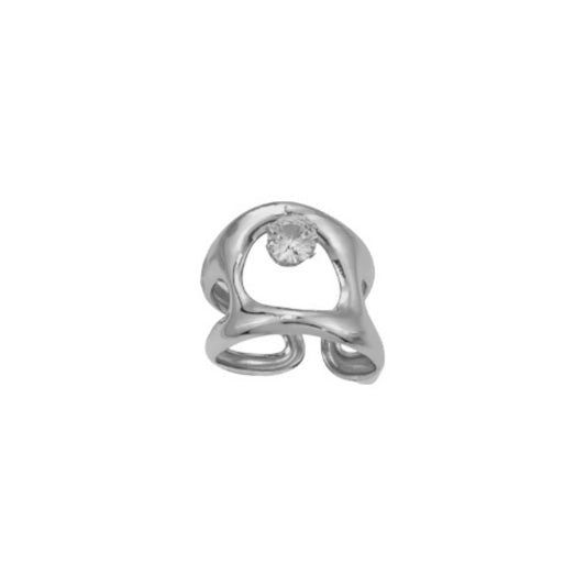 Chunky diamond ring silver
