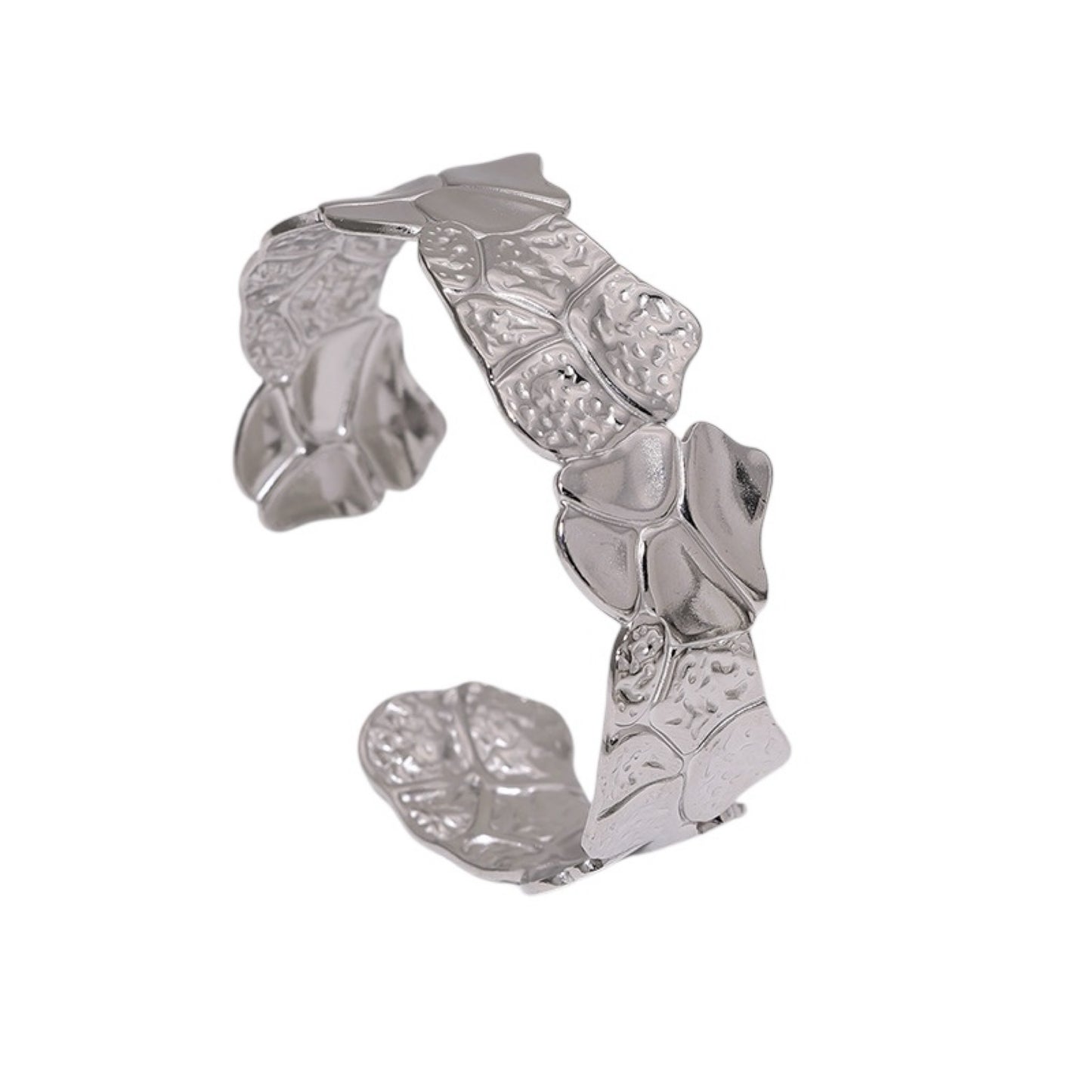 Textured silver bangle cuff