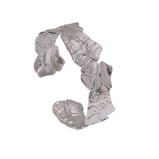 Textured silver bangle cuff