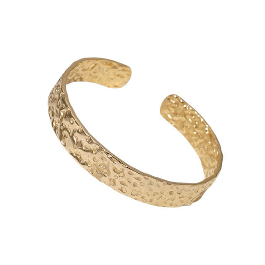 Hammered gold bangle cuff