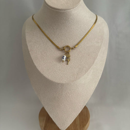 Vintage rose charm necklace