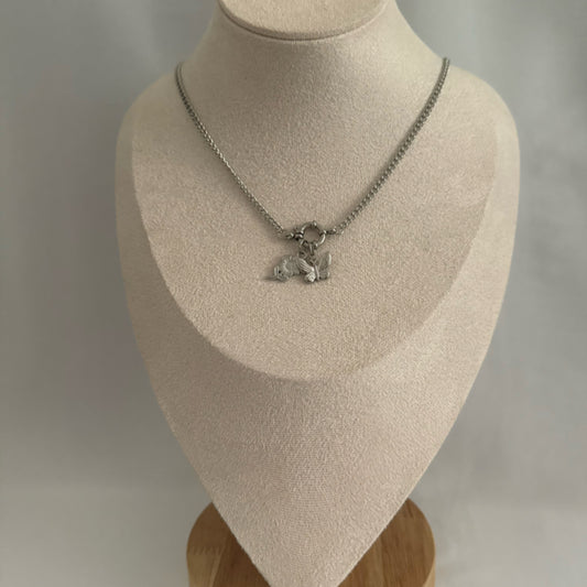 Butterfly charm necklace silver