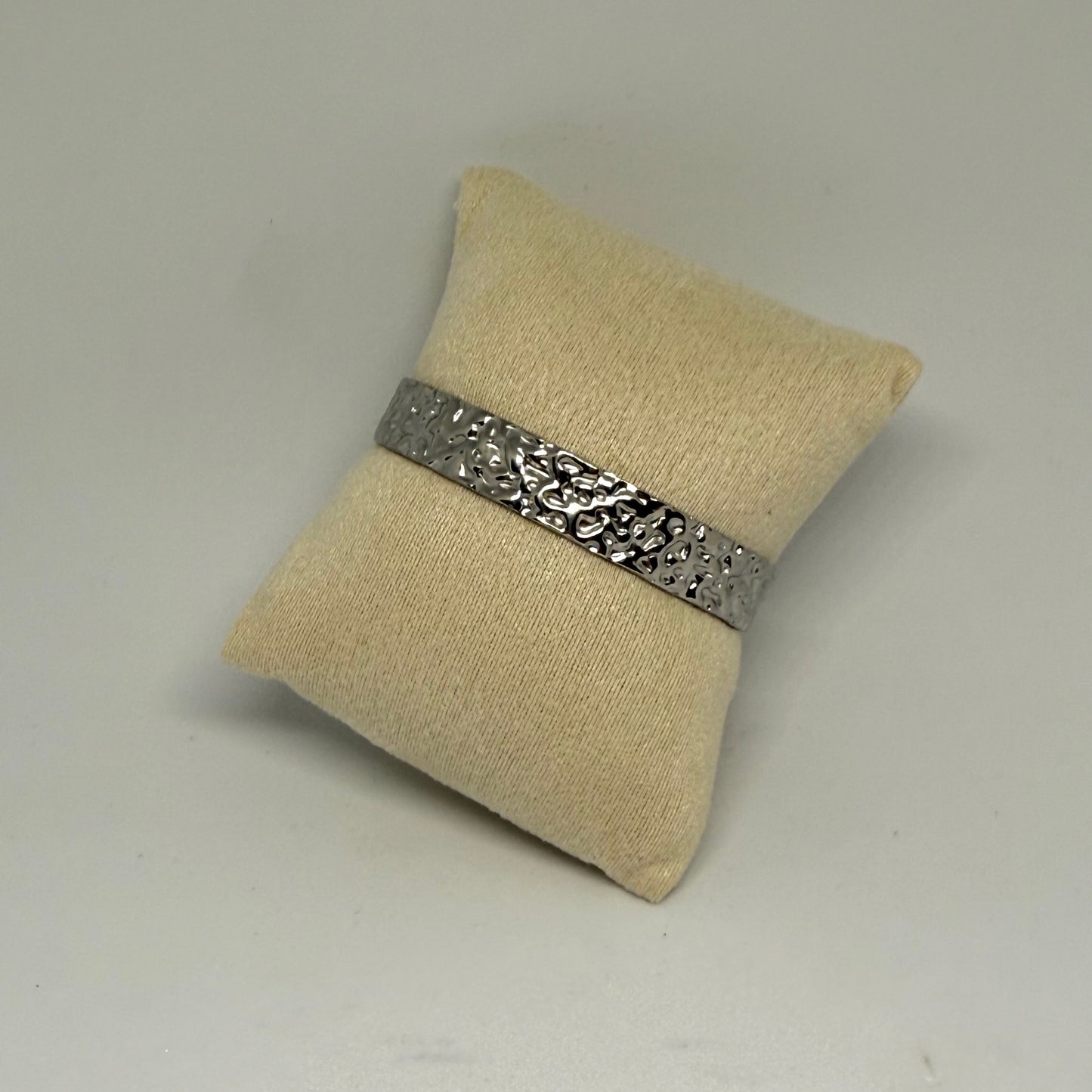 Hammered silver bangle cuff