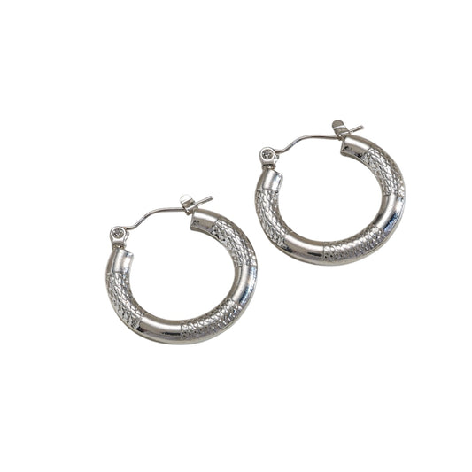 Snake print hoop earrings silver
