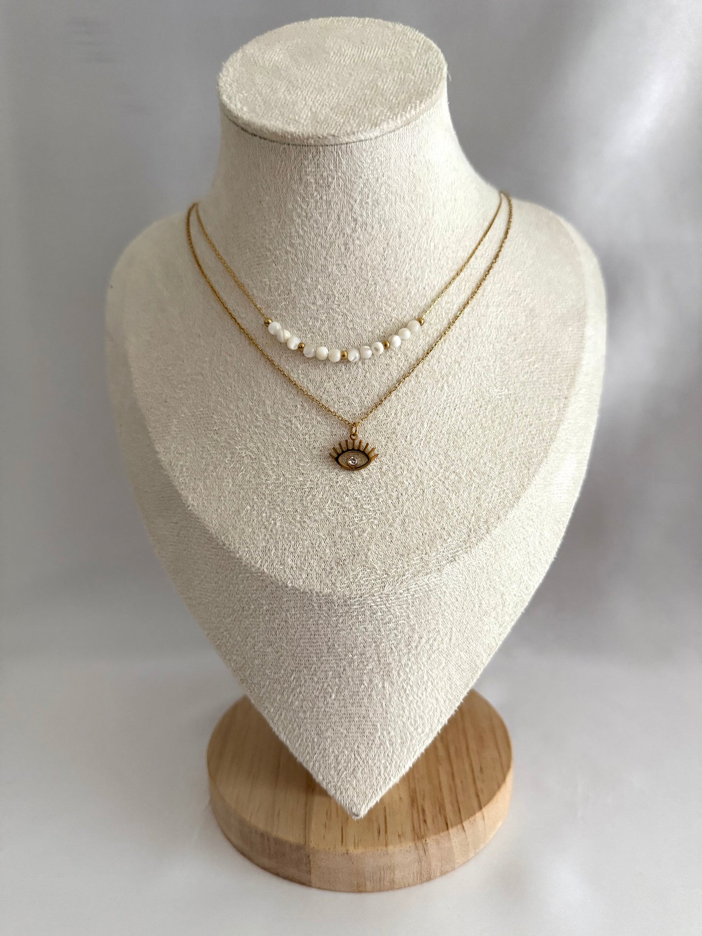 Evil eye double chain necklace