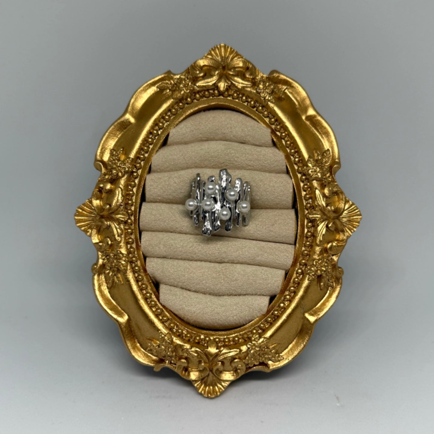 Irregular pearl ring silver