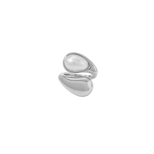 Pearl wrap ring silver