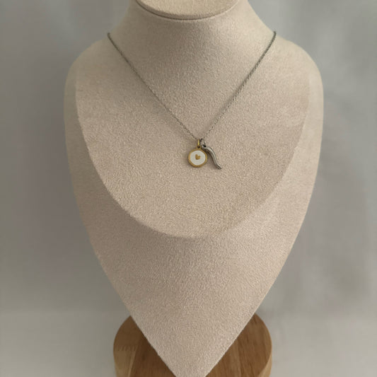 Chilli mixed metal charm necklace silver