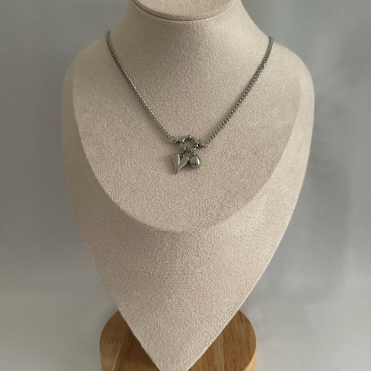 Apple love charm necklace silver