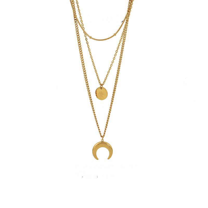 Moon triple stack necklace