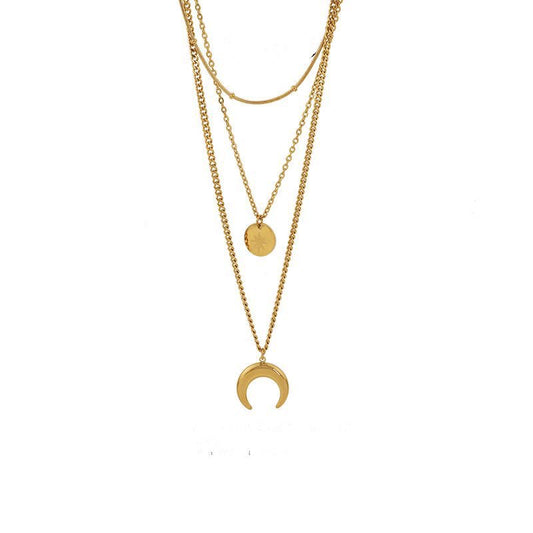 Moon triple stack necklace