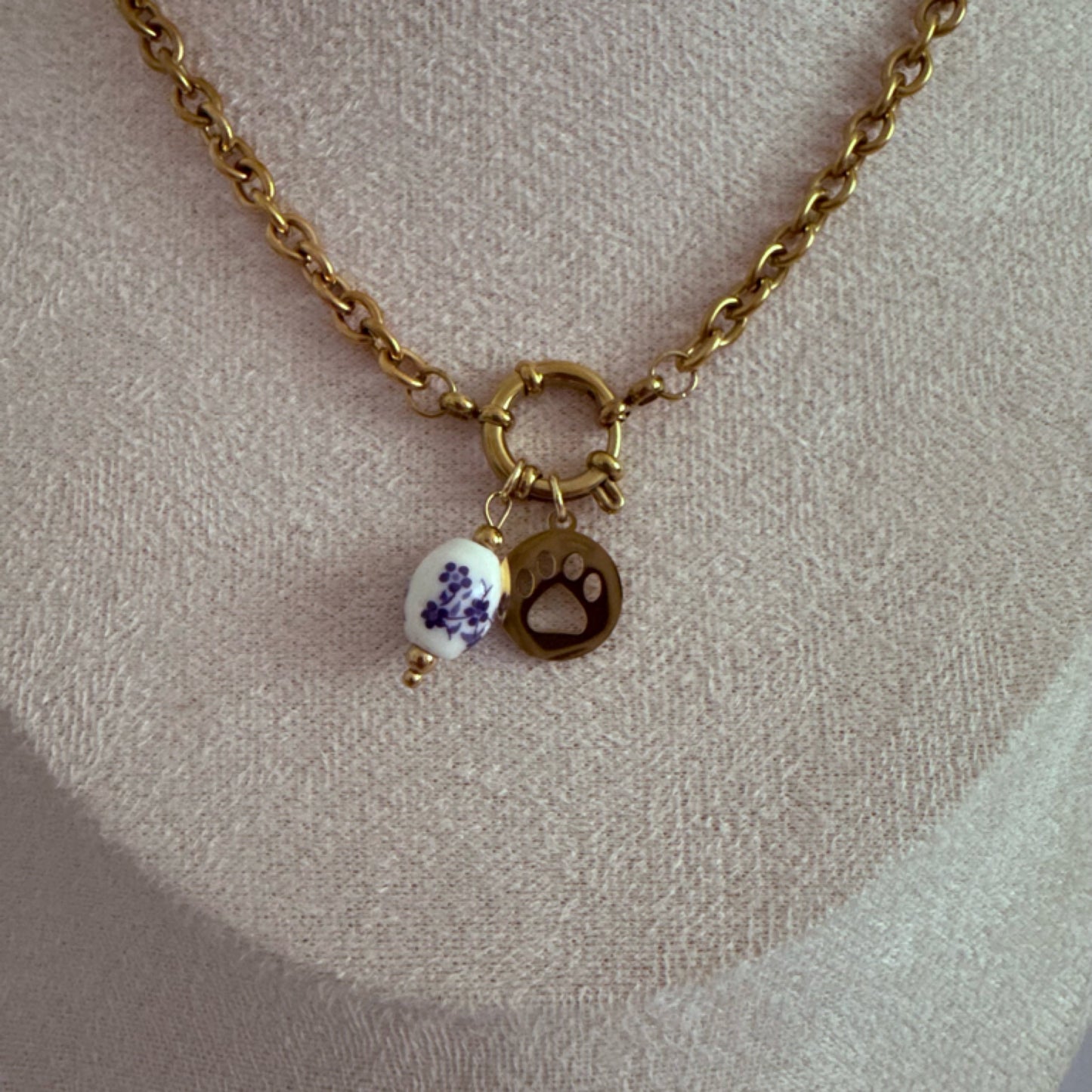 Floral drop charm necklace