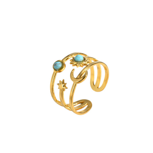 Turquoise Sun & moon ring