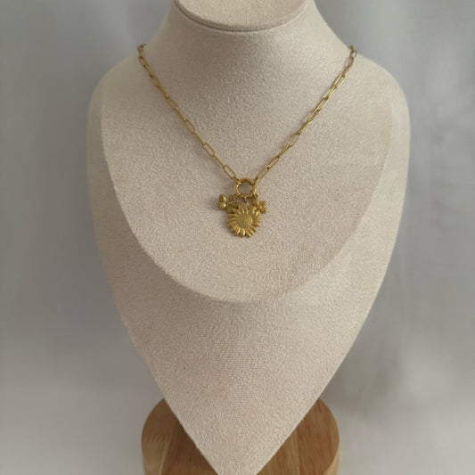 Sunflower charm necklace