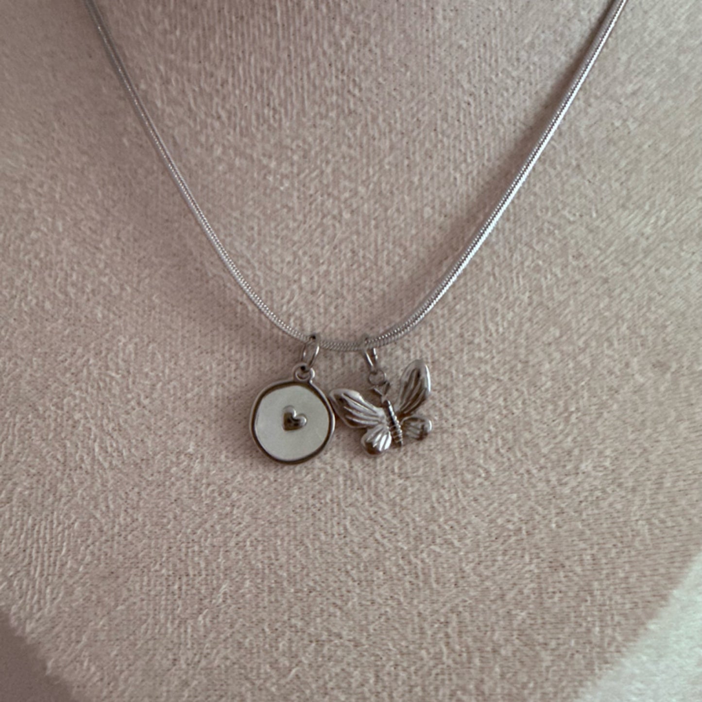 Butterfly charm necklace silver