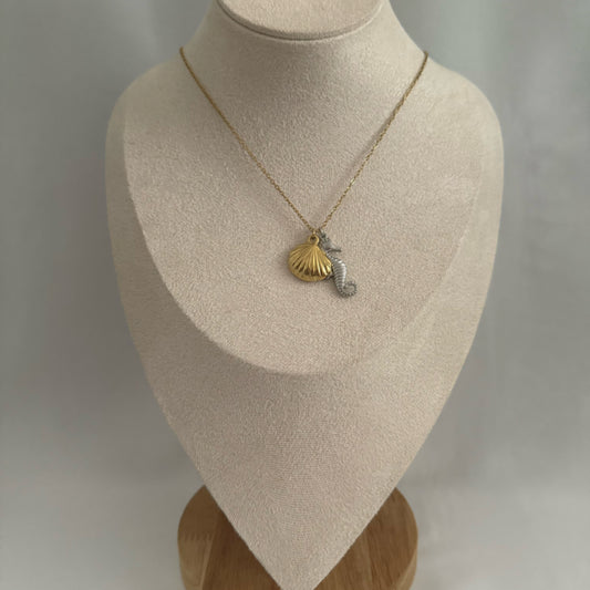 Seahorse mix metal charm necklace