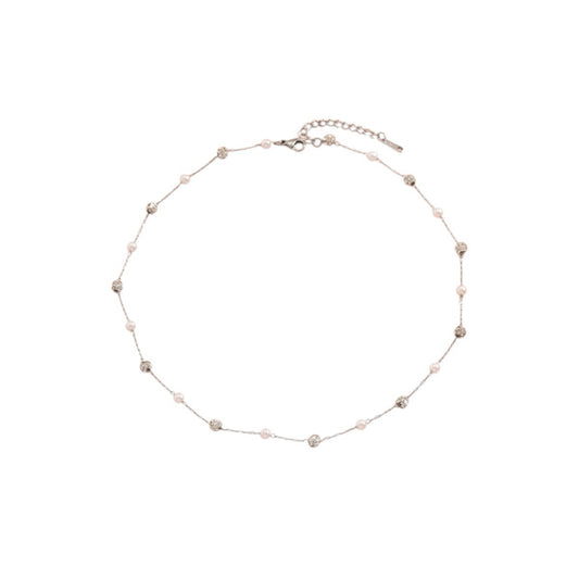 Pearl & beaded necklace silver
