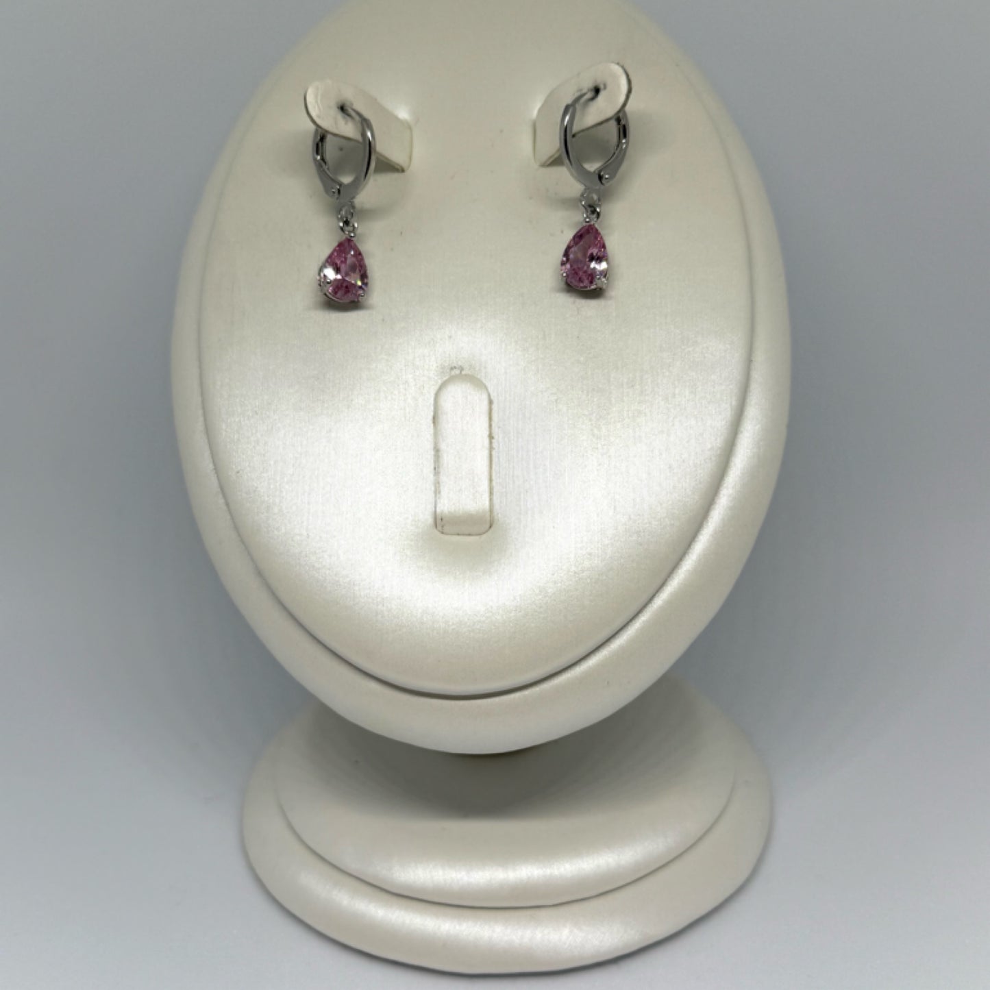 Pink drop earrings silver