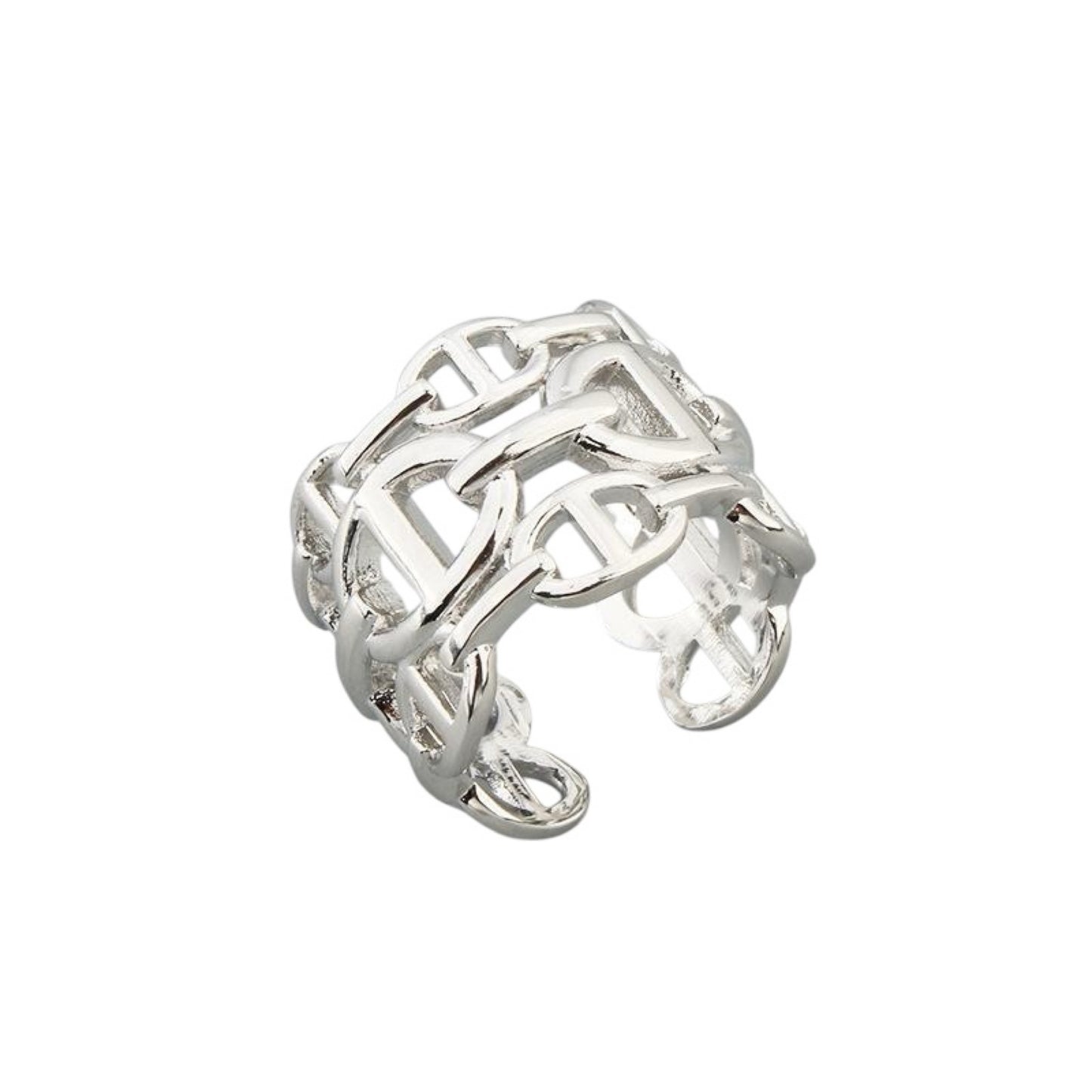 D pattern ring silver