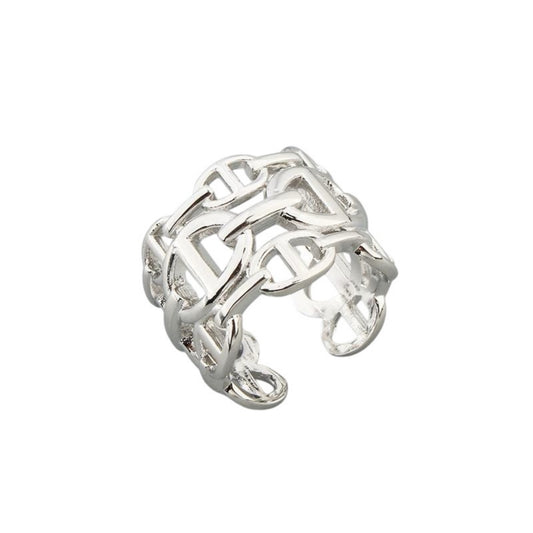 D pattern ring silver