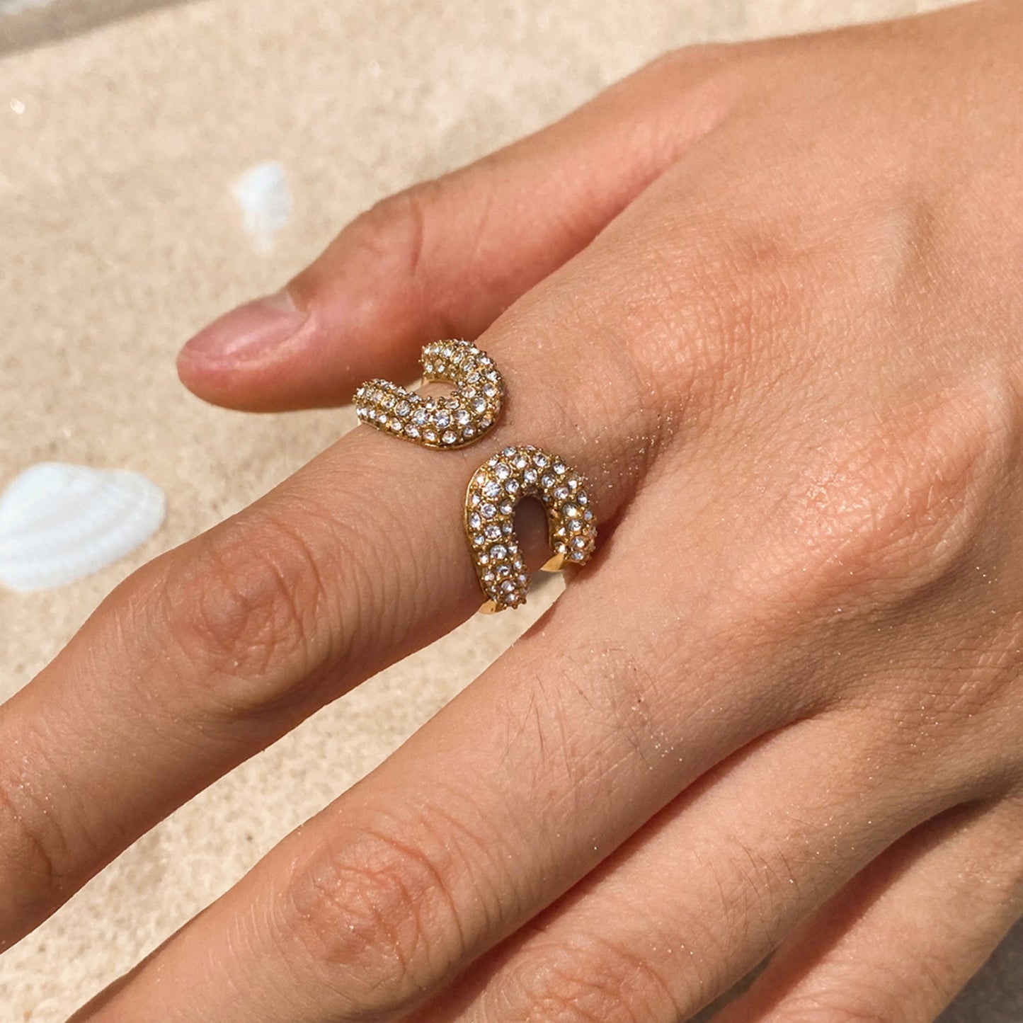 Diamond u wrap ring gold