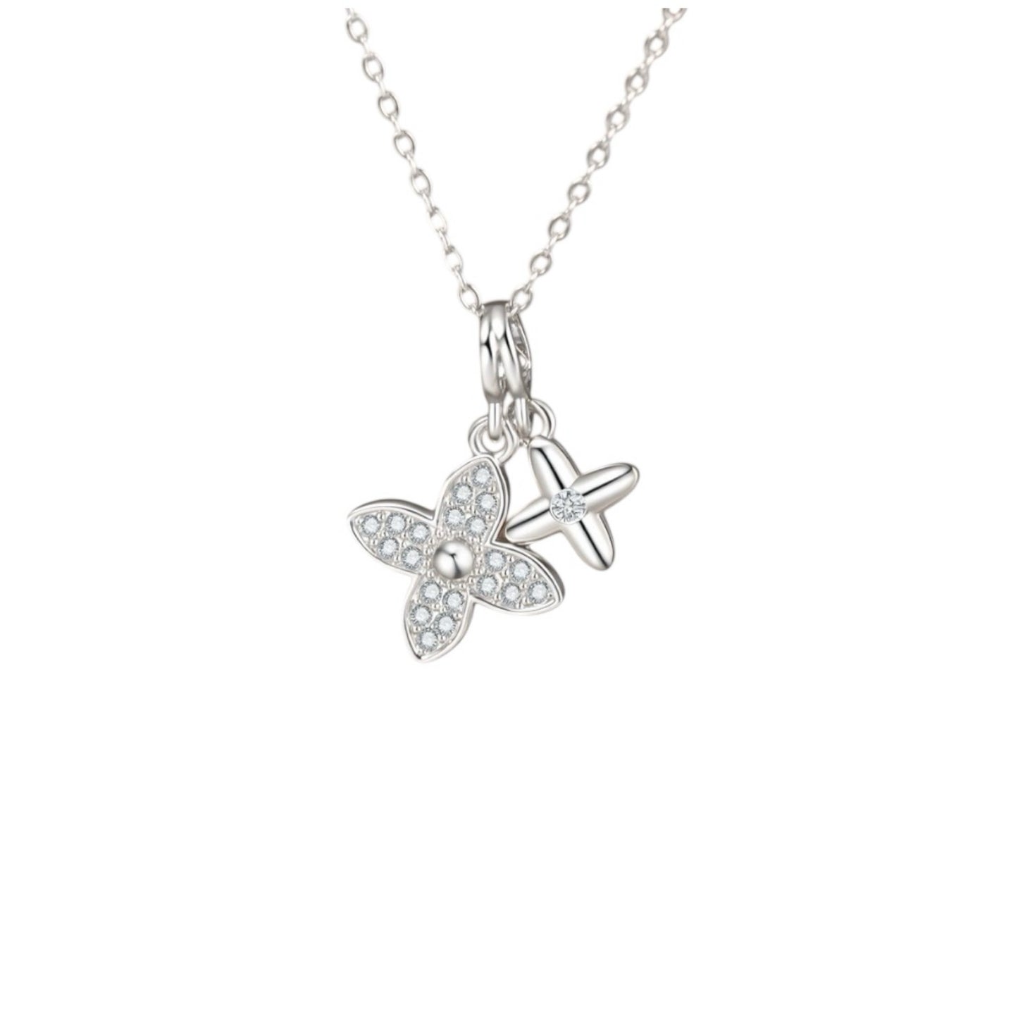 Double clover necklace silver