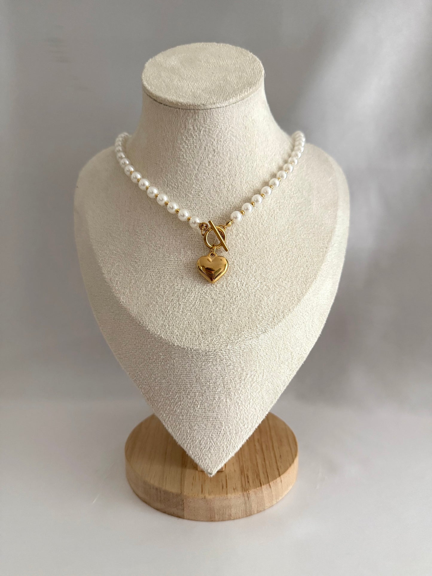 Pearl fob heart necklace