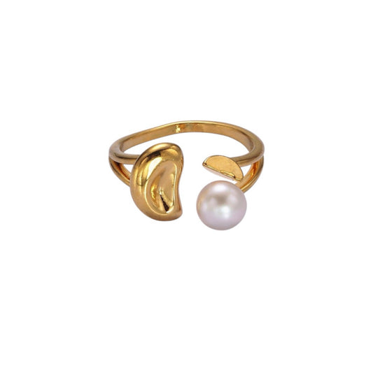 Mini pearl wrap ring gold