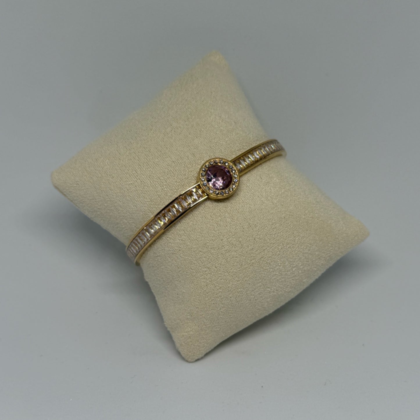 Pink stone gold bangle
