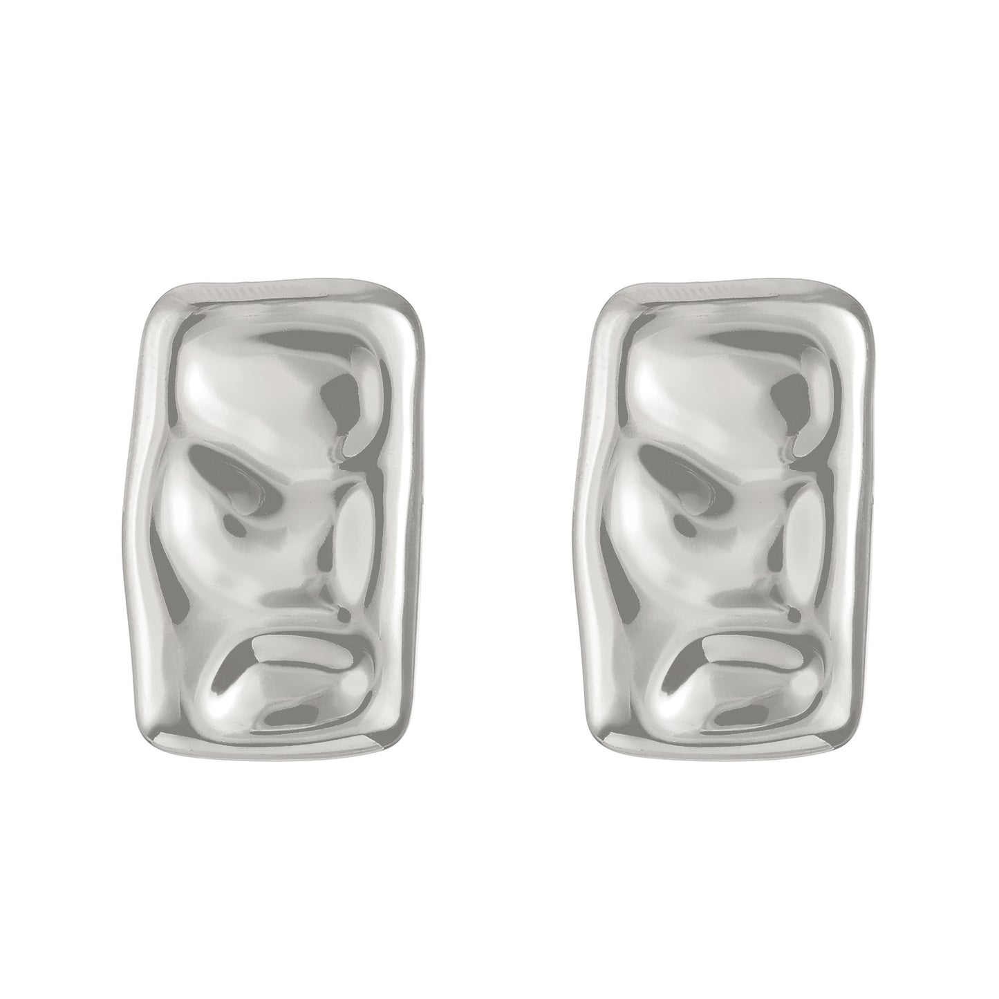 Irregular rectangle earrings silver