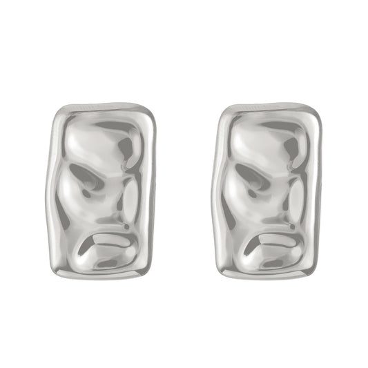 Irregular rectangle earrings silver