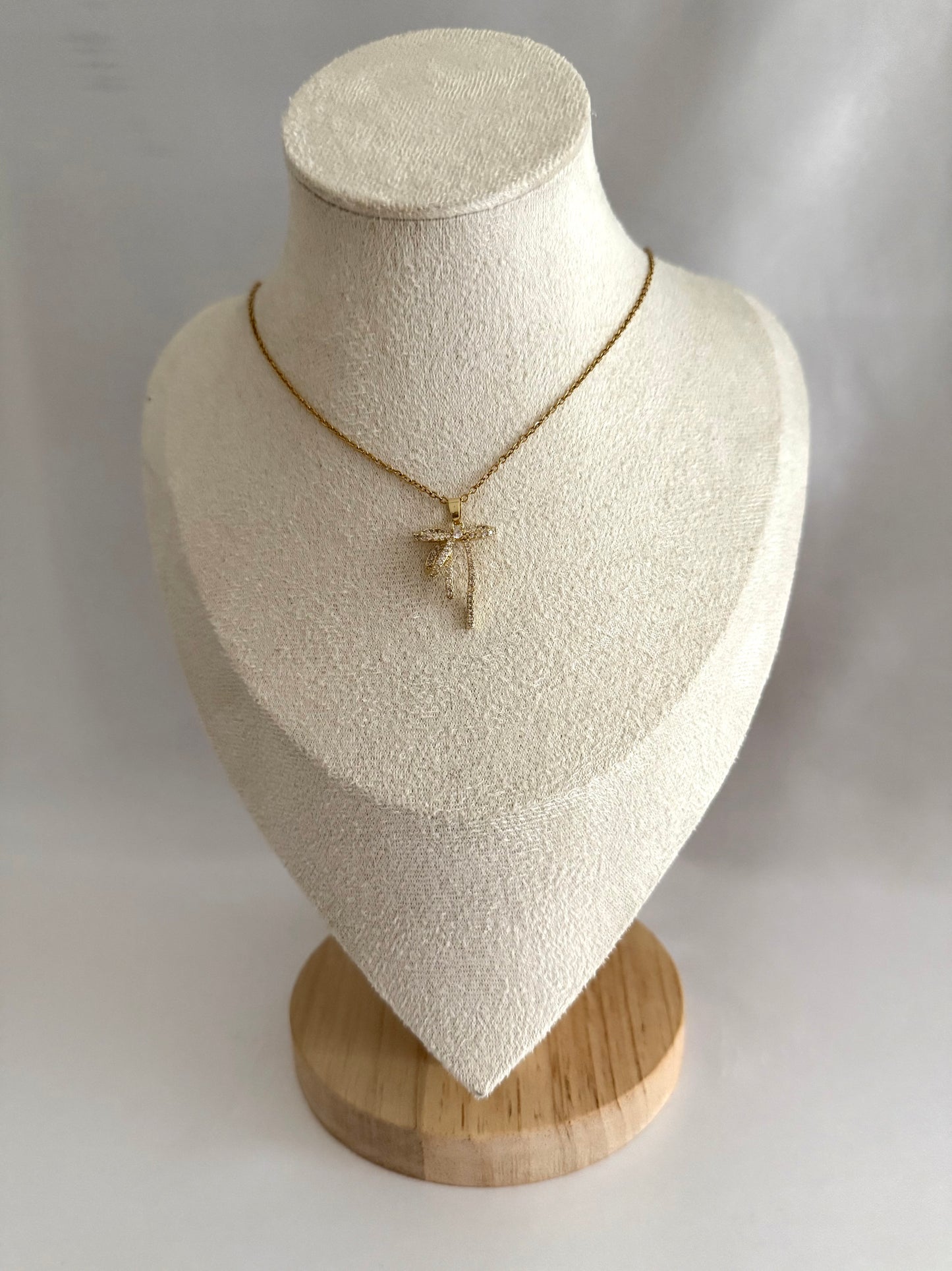 Diamonte bow necklace